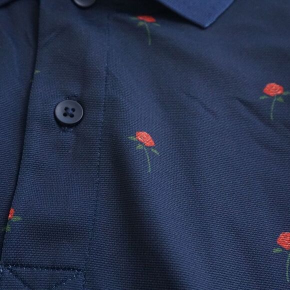 Bonobos Mens Golf Polo Shirt Collared Blue Red Roses Graphic Polyester Size 2XL - Picture 2 of 10
